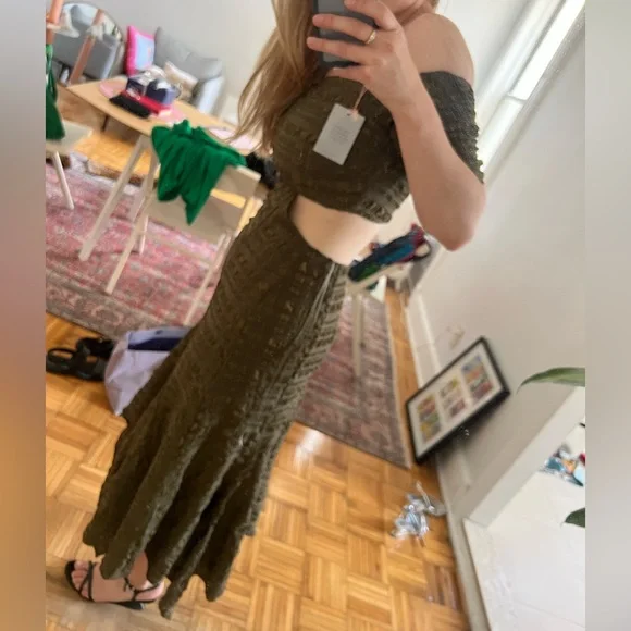 NWT Cult Gaia Green MIDI Dress sz L - Picture 2 of 5